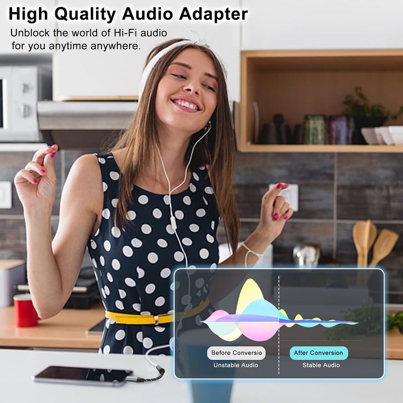 AuxLink USB C to 3.5mm Audio Adapter 3Packs, USB Type C Headphone Adapter Hi-Fi DAC Chip, USB C to Headphone Jack Female Aux Adapter for iPhone 15, Samsung Galaxy S22 S21 S20 Plus/Ultra Note 20/10 - Image 5